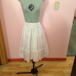 Vintage c. 1970s Violet Square-Dancing Full Circle Skirt with White Eyelet Trim